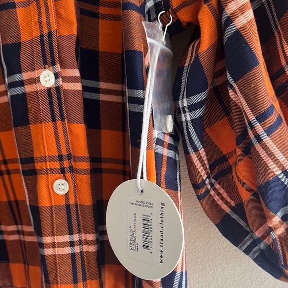 STAUD Orange Relaxed Blouse with Voluminous Sleeves - Picture 3 of 5